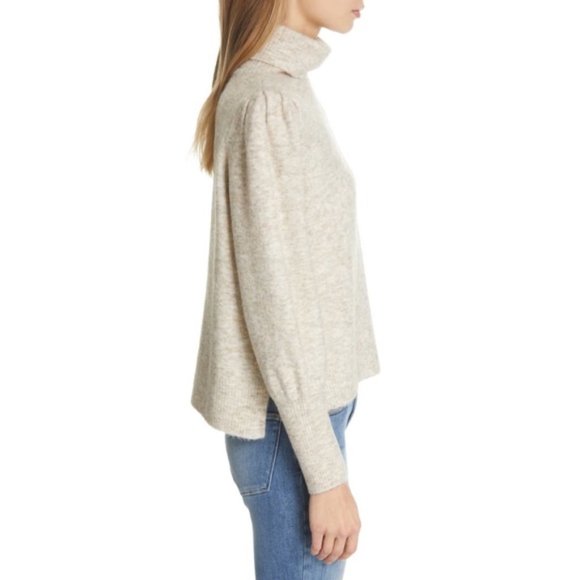 FRAME Denim Swingy Oatmeal Turtleneck Sweater L - Picture 2 of 9